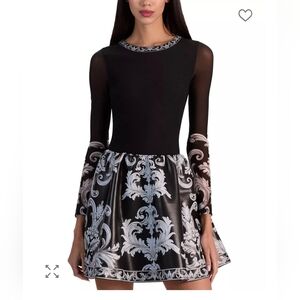 Alice + Olivia Chara Round Neck Long Sleeve Dress 0 $550